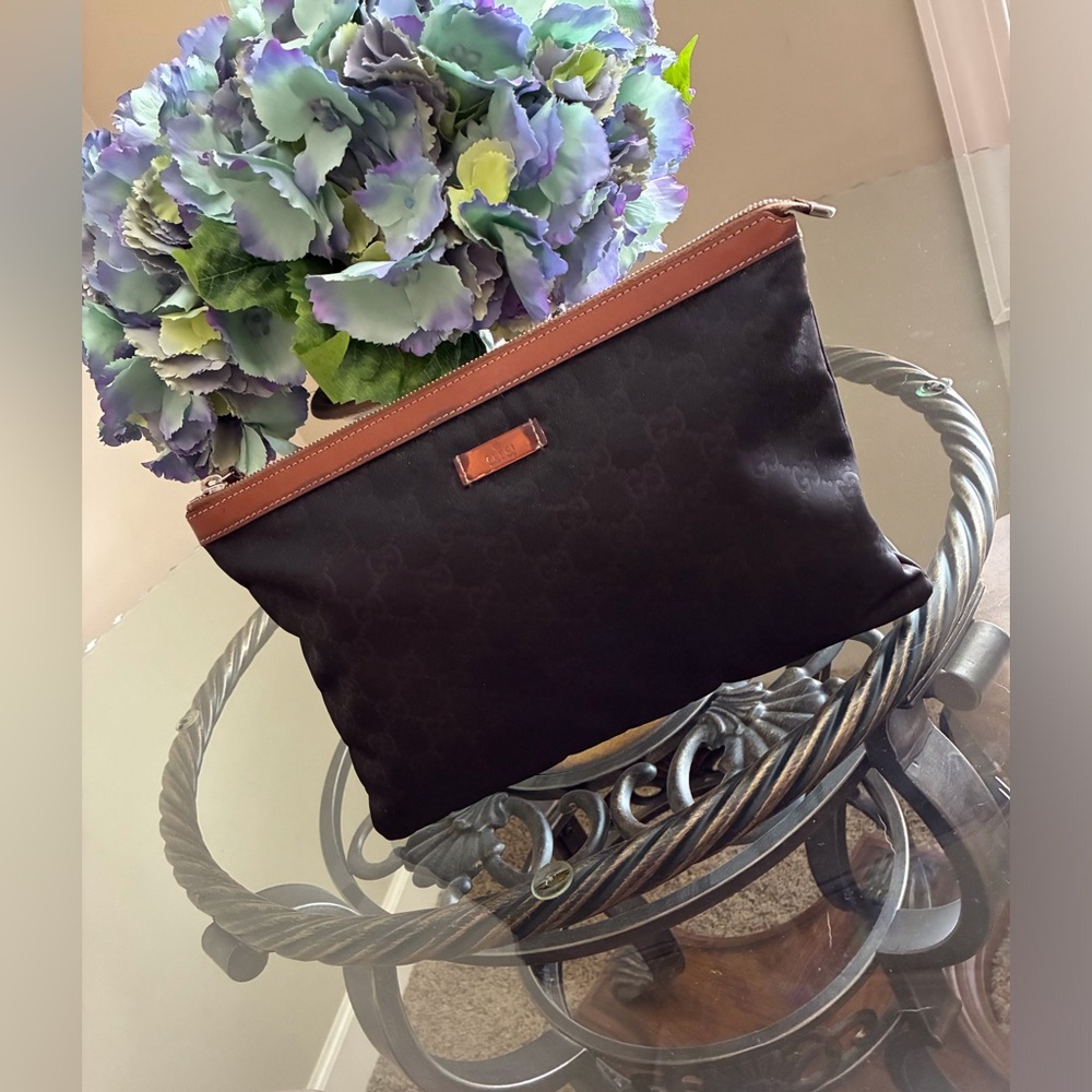 Gucci GG Monogram Brown Nylon Clutch/Pouch